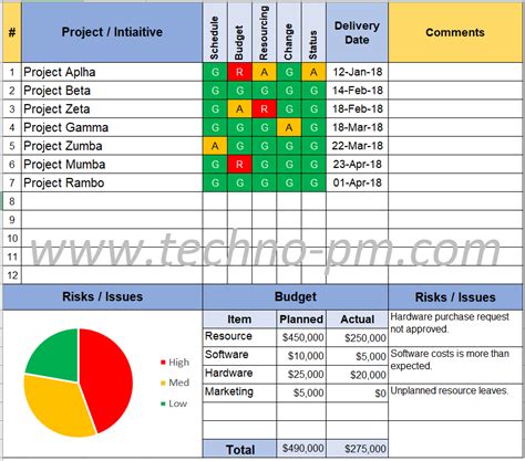 program manager status report template